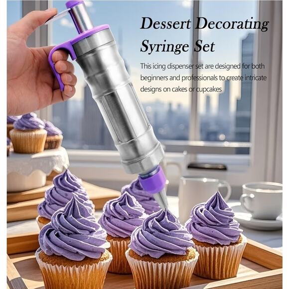 Dessert Decorating Set, Piping Cake Tool, 6 Tips, 2 Couplers, 9 Silicone Cups - Picture 2 of 5
